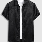Men's Chinese style dragon totem satin shirt shorts set
