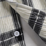 Men's Plaid Pleated Brushed Cuban Collar Short Sleeve Shirt