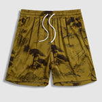 Men's Chinese Style Crane Pattern Satin Shorts