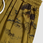 Men's Chinese Style Crane Satin Cuban Collar Shirt Casual Shorts Set