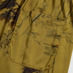 Men's Chinese Style Crane Satin Cuban Collar Shirt Casual Shorts Set