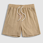 Men textured  Slant Pocket Drawstring Waist Solid Shorts