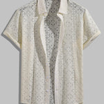 Men's Sexy Hollow Button Lapel Short Sleeve Shirt