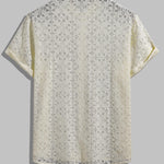 Men's Sexy Hollow Button Lapel Short Sleeve Shirt