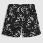Men's Chinese Dragon Totem Satin Casual Shorts