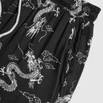 Men's Chinese Dragon Totem Satin Casual Shorts