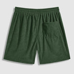 Men's Corduroy Half Button Short Sleeve Shirt Casual Shorts Set