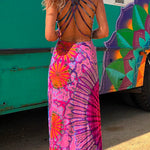 Margovil Strappy Backless Tie Dye Maxi Dress