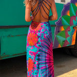 Margovil Strappy Backless Tie Dye Maxi Dress
