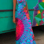 Criss Cross Backless Tie Dye Maxi Cami Dress