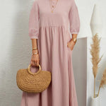 11 Colors Simple Round-Neck Solid Color Midi Dress