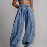 Fashion High Waist Vintage Zipper Cuffed Loose Jeans