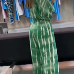 Striped Print V-Neck Lace-Up Casual Wide-Leg Jumpsuit