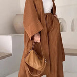 Fashion Long Slit Cardigan Casual Two-Piece Set