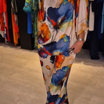 Casual Crew Neck Printed Satin Suit