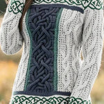 Women's Irish Celtic Knotted Contrast Jacquard Sweater