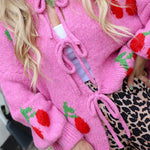 Cherry Embroidered Cardigan Sweater