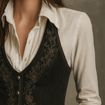 Boho Black Embroidered Velvet Waistcoat