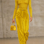 High Waisted Pleated Pockets Solid Color Velvet Pants Trousers