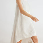 High-Low Loose Solid Color Round-Neck Midi Dresses