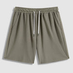 Men's Textured Comfortable Elastic Waist Solid Color Shorts