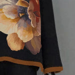 Flared Sleeves Long Sleeves Flower Print Split-Joint Mock Neck T-Shirts Tops