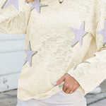 women's five-pointed star knitted long sleeve sweater