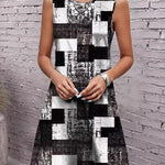 Sleeveless Plaid Round-Neck Mini Dresses