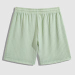 Men's striped textured round neck T-shirt Casual shorts set