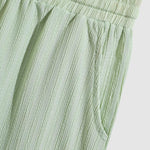 Men's solid color striped texture elastic waist casual shorts