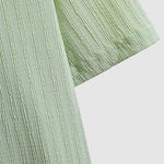 Men's Solid Color Striped Texture Cuban Collar Casual Round Neck T-Shirt