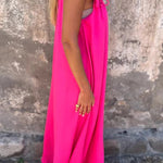 Solid Floral Embellished Sleeveless Loose Maxi Dress