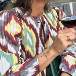 Printed Single-Breasted Cotton Jacket + Casual Trousers Set