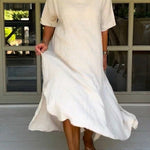 Classy Plain Half Sleeve Midi Dress
