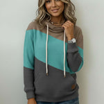 Women'S Casual Loose Color-Blocked Sweatshirt
