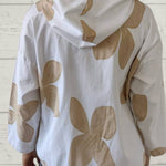 White Jacket with Brown Petals Print