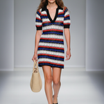 Women's Minimalist, Lightweight Knitted Mini Dress With Colorful Stripes