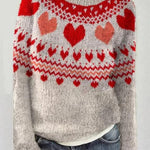 Women's Casual Round Neck Long-Sleeved Printed Sweater