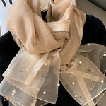 Sun-Protection Beaded See-Through Shawl&Scarf