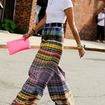 Stylish Selection Wide Leg Loose Checkerboard Printed Casual Pants Bottoms