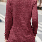 Street Solid Buttons O Neck Tops