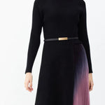 ROMANCE THAT WOWS PLEATED BELTED KNIT DRESS