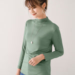 10 Colors Simple Solid Color Long Sleeves High-Neck T-Shirt Top