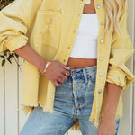 Stylish Lapel Long Sleeve Ripped Denim Jacket