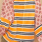 Casual Striped Print Flowers Contrast O Neck Hoodies