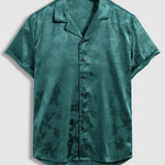 Men's Satin Paisley Casual Cuban Collar Short Sleeve Shirt