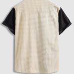 Men's Terry Cloth Color Block Cuban Collar Short Sleeve Shirt