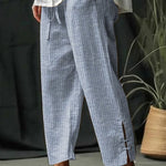 Classic Striped With Pocket Lace-Up Split Trousers