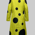 Long Sleeves Loose Pleated Polka-Dot Split-Joint Round-Neck Outerwear