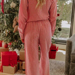 Nutcracker Charm Embroidered Gingham Loose Shirt and Elastic Waist Pajama Set